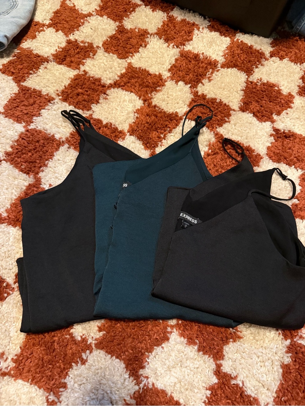 Express Black and Teal Dual V-Neck Camisole Set all size M